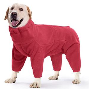 ROZKITCH Fleece Dog Jacket, Pet Windproof Warm Cold Weather Jacket Vest Cozy Jumpsuit Apparel Outfit Clothes for Large Giant Dog Walking Hiking Sleep Red 3XL