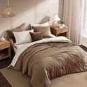 Monbix Queen Comforter Set - 7 Pieces Brown Prewashed Bed in a Bag Queen Bedding Sets with Comforters, All Seasons Ultra Soft Comforter Bed Set with Sheets, Pillowcases & Shams