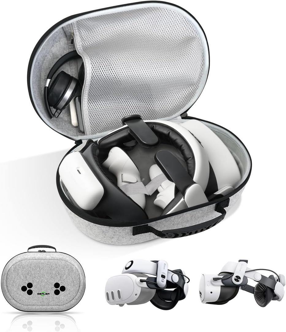 Large Carrying Case Compatible with BOBOVR S3/M3 Pro & KIWI Design Battery Head Strap, Hard Travel Case for Meta Quest 3S/Quest 3/Quest 2 VR Headset, Controller & Accessory with Lens Protector (L/For All Head Strap with Battery)