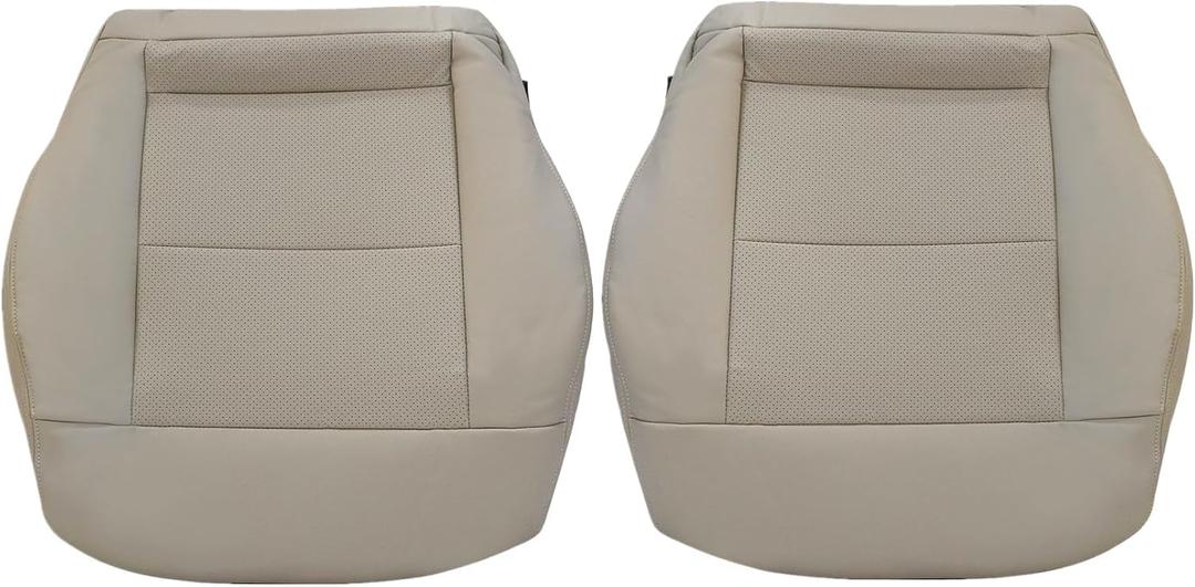 FZJDSD Tan Driver & Passenger Side Bottom Perforated Microfiber Leather Seat Covers Compatible with Mercedes Benz E200 E250 E300 E350 2010 2011 2012 2013 2014 2015 2016