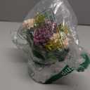 Artificial Hydrangea Bouquet with Small Ceramic Vase Fake Silk Variety Flower Balls Flowers Decoration for Table Home Party Office Wedding (White)