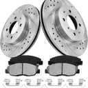 Front Brake Pads And Rotors Kit For 1996-2005 Honda Civic (ONLY For 262mm 10.3in) 10-14 Insight, Automotive Replacement Brake Kits 3295 D1578-8791 Drilled And Slotted Discs Anti-rust Oil