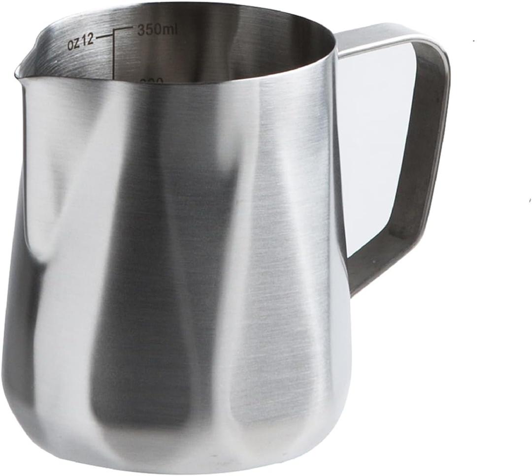 Milk Frothing Pitcher,350ml/600ml Milk Frother Cup Stainless Steel Kettle (12oz/20oz) Coffee Bar Cappuccino Espresso Machine Accessories Barista Tools (12oz) (Silver)