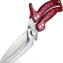 DRAGON RIOT Heavy Duty Poultry Shears - A Must Have Kitchen Shears for Chicken and Meat Cutting - Dishwasher Safe and Stainless Food Kitchen Scissors for Thanksgiving (Burgundy)