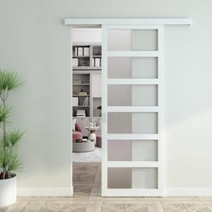 JUBEST 36"x84" White PVC Sliding Barn Door with Hardware Kit and Pull, Translucent Lightweight Plastic Barn Door, Water-Proof Acrylic Pane Door, Renter Friendly Barn Door, Easy Assembly