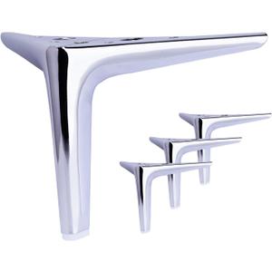 4.7 Inch Shiny Silver Furniture Legs, Metal Legs for Furniture Set of 4, DIY Replacement for Sofa Legs, Cabinet Legs, Ottoman Legs, Table Legs, Night Stand Legs and Dresser Legs