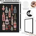 Mystical Witchy Potion Bottle Gothic Wall Art Magical Dark Academia Alchemy Fantasy Poster Occult Heart Snake Spell Alternative Print for Witchcore or Boho Room Decor 12x18inch Black Aluminum Frame
