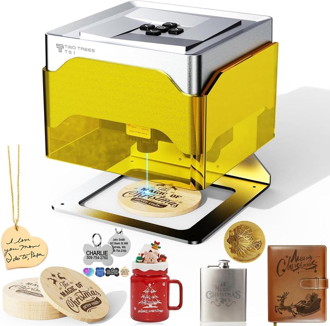 Twotrees TS1 Mini 3000mW Laser Engraver,Portable Laser Engraving Machine,Lase Cutter,3000mm/min Speed,80x80x30 mm Working Area,Laser Engraver Machine