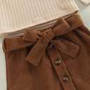 fhutpw Baby Toddler Girl Outfits Fall Winter Clothes Turtleneck Knitted Cotton Long Sleeves Tops & Button Mini Skirts Set (2-3T)