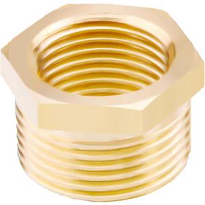 AOPANDA Brass Hex Bushing Reducer, 1 NPT Male X 3/4 NPT Female, Brass Pipe Fittings Threaded Reducer 1PCS