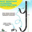 Gray Bunny Pool Pole Hanger, 2 Piece Black Premium Aluminum Swimming Pool Accessories Hook Set, for Telescopic Poles, Skimmers, Leaf Rakes, Nets, Brushes, Vacuum Hose, Garden Tools
