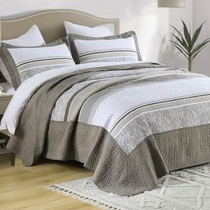 SahSahCasa 100% Cotton 128"x120" Bedspread, Oversized California King XL Bedspread Coverlet Quilt Set, Cal King Quilted Bedspread Extra Large Farmhouse Bedding Set Lightweight Comforter, Taupe/Gray