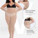 Plus Size Tights for Women, Run-Resistant High Waist Oversize Pantyhose, Semi Opaque Nylon Tights 1X, 2X, 3X, 4X (Black+beige)