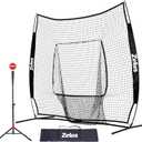 ZELUS 7x7ft Baseball Net, Baseball Softball Practice Net with Tee, Baseballs and Carry Bag for Batting Hitting and Pitching