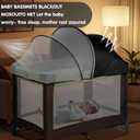 Pack N Play Tent Cover - Half-Blackout Mosquito Net for Crib & Playpen, Baby Bassinet Cover for Cats with 2-Way Zipper, Sun-Blocking Bug Net for Travel Crib (Black-Large)