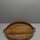 Ottoman Tray with Handles, 20 Inches Round Large Tray for Ottoman Wooden Serving Tray Decorative Trays for Living Room Wooden Trays for Party, Dinner, Breakfast, Appetizers, Entertaining Guests