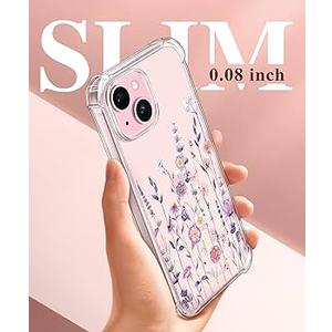 GVIEWIN Designed for iPhone 15 Case 6.1", Compatible with MagSafe, [Screen Protector + Camera Protector] [MIL-Grade Protection] Magnetic Floral Clear Shockproof Women Cover (Floratopia/Colorful)