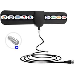 TV Antenna, 2025 New Digital Antenna for Smart TV, Support 360° Reception 4K 1080p All TV's for Local Channels, Smart Switch Amplifier Signal Booster -10.5ft Coax HDTV Cable, Portable Antenna Indoor