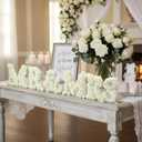 Wenqik Mr and Mrs Sign Wedding Table Decorations 6.3 Inch White Floral Wooden Freestanding Letters for Cake Table Bridal Shop Photo Props Rustic Anniversary Wedding Shower Gift