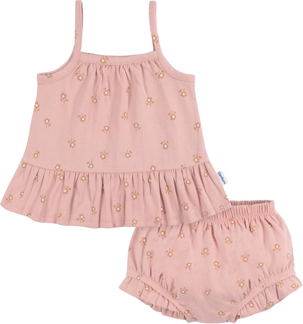 Gerber baby-girls Sleeveless Tunic Top and Diaper Cover Set (6-9 Months, Poppies)