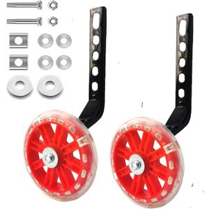 Mehome Flash Training Wheels for 12 14 16 18 20 Inch Kids BikeHeavy Duty Training Wheels are for Single Speed Bicycle (red)