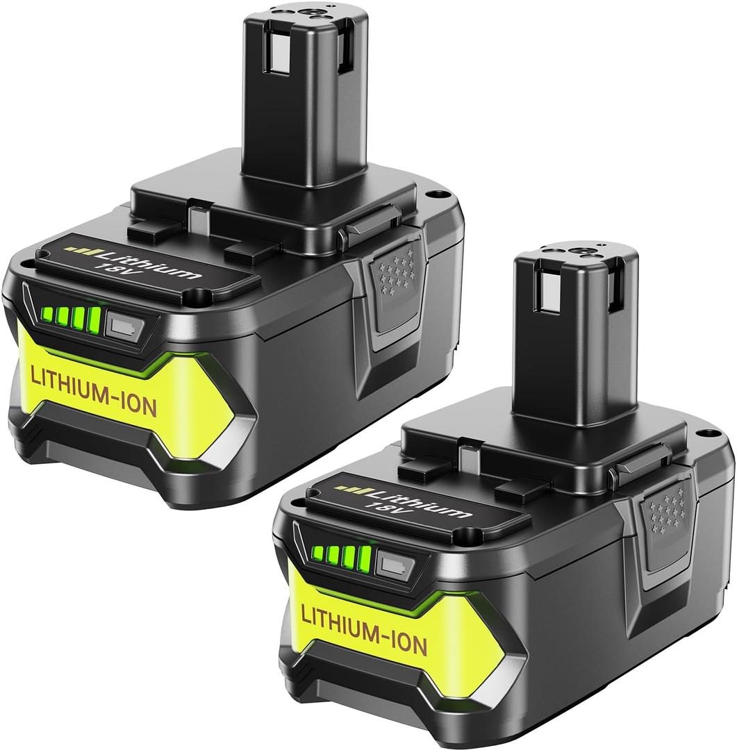 2-Pack 18v 5.0Ah Lithium lon Rapid Rechargeable Replacement Battery, Compatible with Ryobi 18v One+ Power Tools and Charger P100 P102 P103 P104 P105 P107 P108 P109