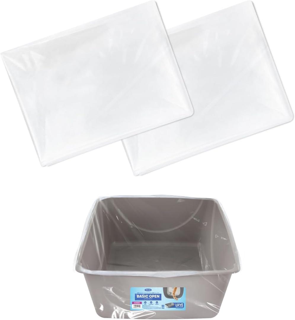 30 Count Cat Litter Box Liners, Drawstring Large/Jumbo Cat Litter Liner Bags Compatible with Petmate Open Extra Large Nonstick Litter Pan Standard Litter Box, Heavy Duty Pre-Separated 38" x 18"