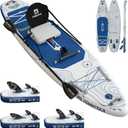Adventure 1235"/39" Extra Wide Paddle Board, One-Stop Premium SUP Board Accessories, Tailored 5 Fins, Stable Inflatable Stand Up Paddle Boards for Youth/Adults of All Skill Levels (Adv-Blue&White)