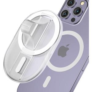 AUROX Magnetic Finger Phone Grip for MagSafe Stand, Phone Grip Strap Holder as Kickstand, Magnetic Phone Grip Holder, for iPhone 16 15 14 13 12 Series, Clear