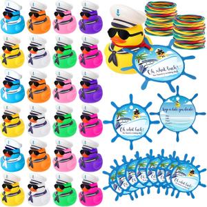 144 Pcs Cruise Ducks Tags Kits Includes 48 Rubber Cruise Ducks 48 Duck Tags 48 Rubber Bands for Cruises Ship Hiding Duck Carnival Party Game Rewards Christmas Stocking Stuffers(Multicolor)
