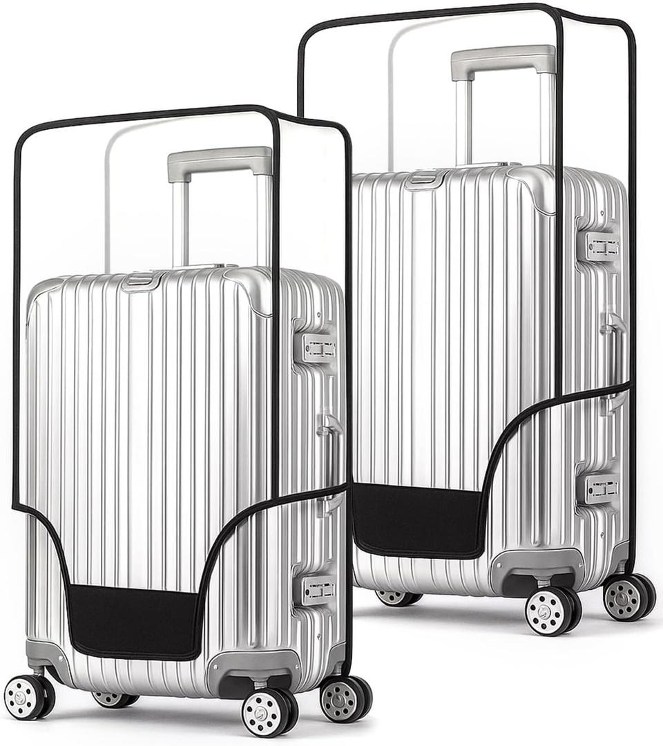 T Tersely 2 Pack Clear PVC Suitcase Cover Protectors 20/24/26/28/30 Inch Suitcase Baggage Covers - Waterproof Dustproof and Anti-Scratch 20-30 Inch Luggage Cover (2 Pack 20/22inch)
