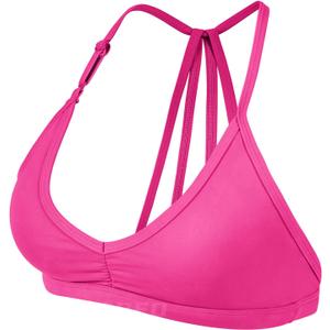 YEOREO Workout Sports Bras for Women Padded Strappy Open Back Gym Bra Light Impact Criss Cross Yoga Crop Top (Medium, Pink)