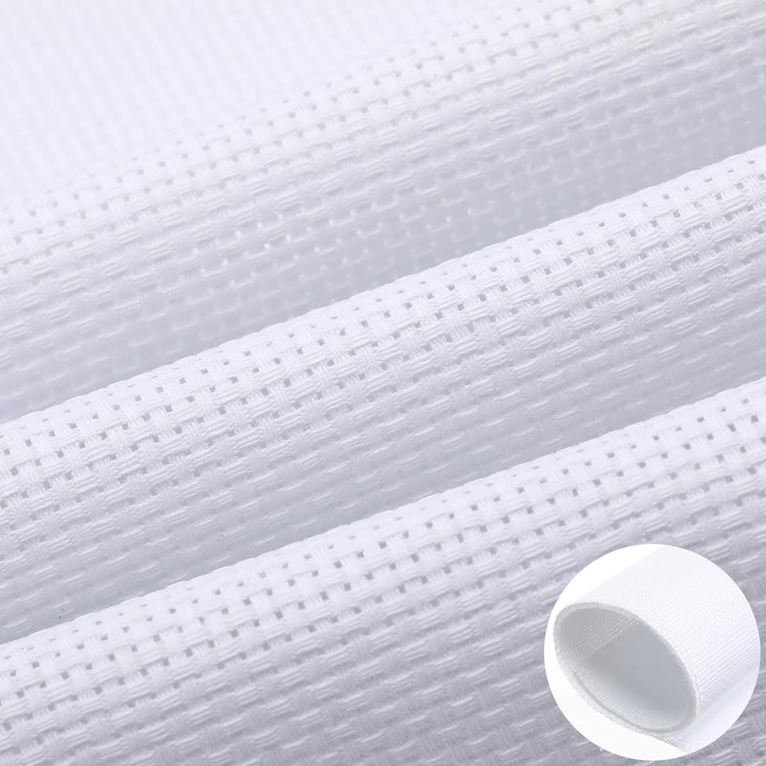 Zeyune Needlepoint Canvas 20 x 24 Inches 11 Mesh Blank White Canvas with 36 Colors Cotton Threads and 5 Needles for Embroidery, Knit Crochet Projects