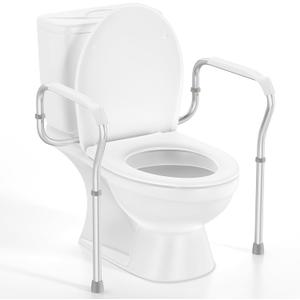 Toilet Safety Rail for Seniors with Easy Installation, Height Adjustable Toilet Safety Frame, Bathroom Assist Rail with Armrests, Bathroom Safety, 250 lb. Weight Capacity