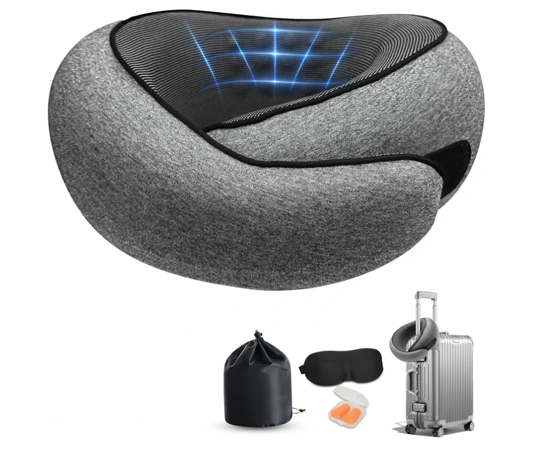 Travel Pillows for Airplanes,360° Support Stowable Travel Pillow, Neck Pillow Airplane with Memory Foam Portable Travel Neck Pillow for Traveling, Suitable for Airplanes, Offices, and Cars