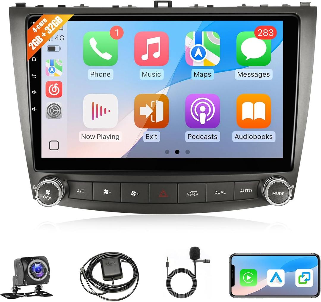 Leadfan Upgrade Car Radio for Lexus IS250 IS300 IS350 2006-2012, 10.1 Inch Android 11 Touchscreen Stereo with Wireless CarPlay Android Auto GPS Navigation/Back-up Camera/Bluetooth/FM/SWC