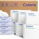 Coterie Baby Wipes + Diapers Kit, Size 1 (99 Count) & Size Newborn Diapers (93 Count), 8 Pack (448) Baby Wipes with 99% Water, Plant Based Materials, Hypoallergenic for Sensitive Skin