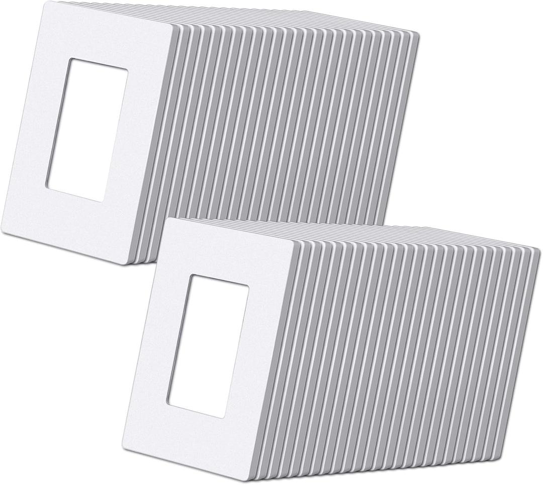 (50 Pack) BESTTEN USWP6 Matte Snow White Screwless Wall Plate, 1 Gang Switch Plate, Decorator Receptacle Outlet Cover, H4.69 x W2.91