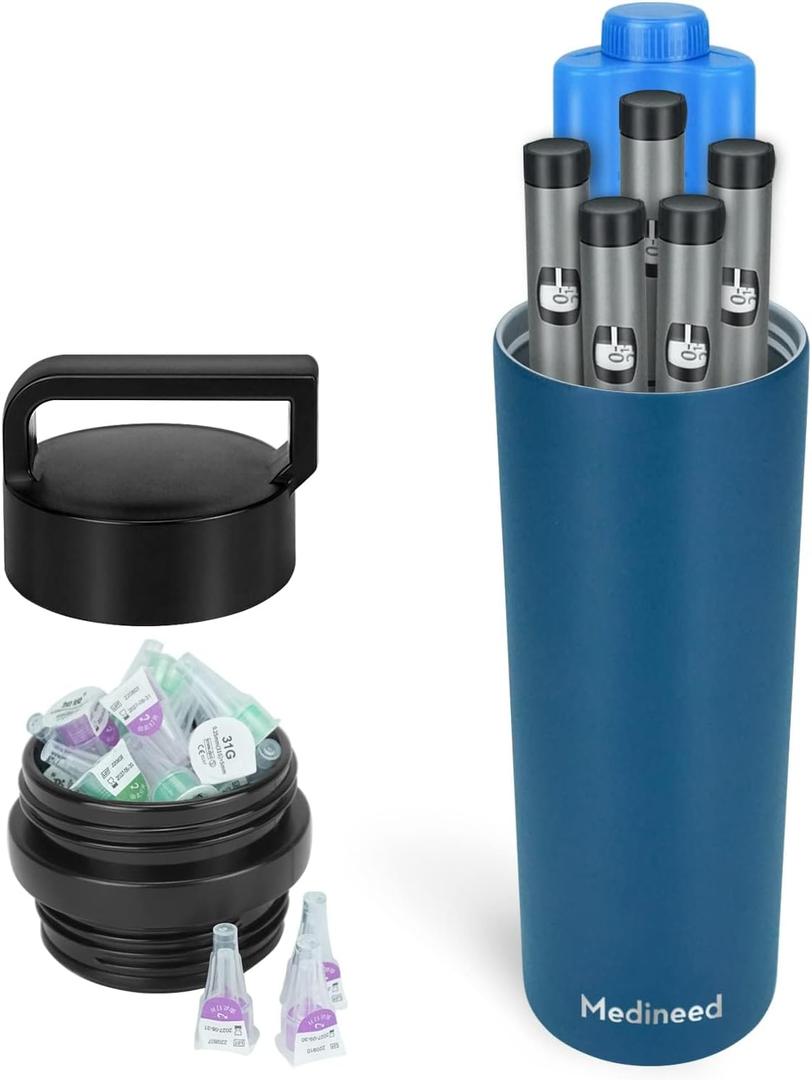 Insulin Cooler Travel Case TSA Approved, 60H 3-6 Pens Diabetes Care Medicine Travel Cooler, Refrigerated Medicine Case with Ice Packs, Medication Organizer for Diabetic Supplies Carrying (Blue)