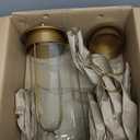 5"&4" Hurricane Glass Candle Holders, Hanging Brass Metal Candle Holder for Pillar Candles Table Coffee Table Decor Interior Decoration (Gold)