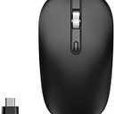 cimetech Type C Wireless Mouse, USB C Mice 2.4G Silent Cordless with Type C Receiver, Portable Computer Mouse for Laptop, Notebook, MacBook Pro Air, Windows, Linux - Ambidextrous Black