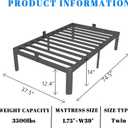 14 Inch Twin Bed Frame with Metal Gasket, Black Single Bed Base