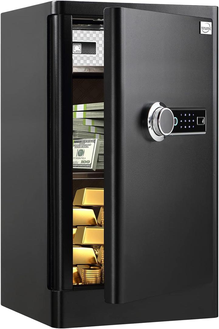 Tenamic Deluxe Biometric Fingerprint Safe Box Smart Touch Screen Fireproof Safe for Home Office Hotel 5.1 Cubic Feet