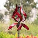 Yard Garden Wind Spinners - Large Outdoor Metal Wind Spinners with Stake, Yard Art Lawn Garden Decor (19" W x 87" H) (Large Red Tulip)