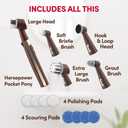 Horsepower Pocket Pony, AS SEEN ON TV, Waterproof, Cordless, Pocket-Sized, Oscillating Power Scrubber, Deep Clean, Tight Spaces, Rechargeable, Grout Lines, Corners & Detailing, 5 Brush Heads & LED