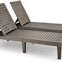 YITAHOME Chaise Outdoor Lounge Chairs with Adjustable Backrest, Multi-Functional Patio Loungers Easy Assembly & Lightweight, Waterproof Poolside Chaise Lounge with 265lbs Capacity, Set of 2, Taupe