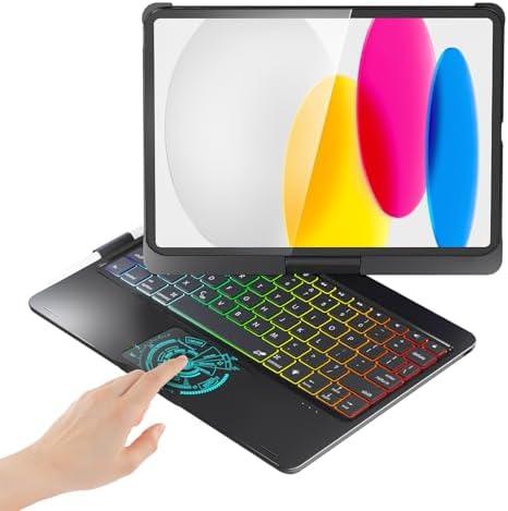 BABG for iPad 10th 11th (A16) Case with Keyboard & iPad Air 11(M4,M3,M2),360°Swivel,7 Use Modes, Rainbow Backlight Keyboard for iPad Pro 11(1st/2nd/3rd/4th Gen)&iPad Air 5th/Air 4th-Black