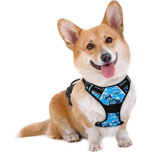 BARKBAY No Pull Dog Harness Large Step in Reflective Dog Harness with Front Clip and Easy Control Handle for Walking Training Running(Blue camo,M)