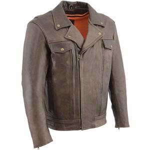 Milwaukee Leather MLM1522 Mens Retro Brown Leather Motorcycle Jacket with Gun Pockets - Large