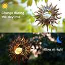 DesGully Solar Wind Chimes, Sun Wind Chime Outdoor Clearance w/Glowing Crackle Glass LED Unique Wind Bells for Outside Waterproof Chimes, Gifts for Her/Him (42" Long Metal Chimes)